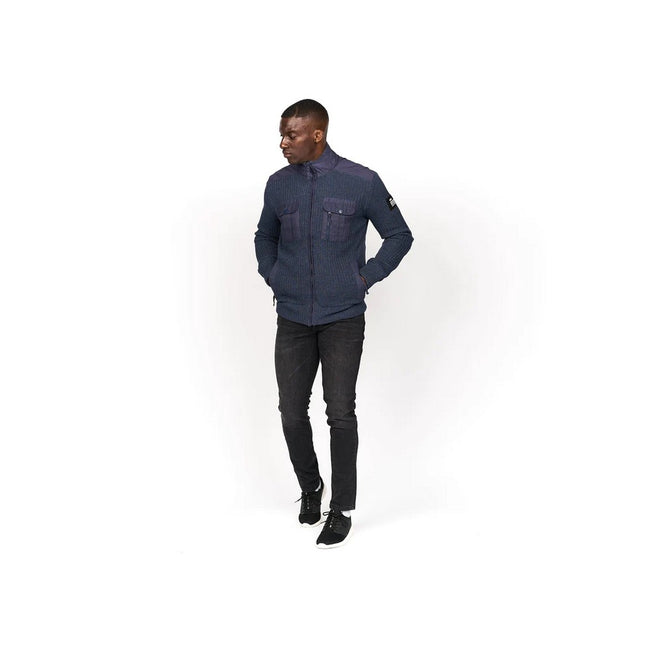 Navy Marl - Pack Shot - Crosshatch Mens Palax Knitted Jumper