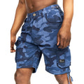 Blue - Side - Crosshatch Mens Jimster Camo Cargo Shorts