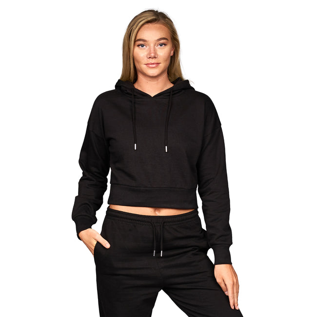 Black - Front - Juice Womens-Ladies Danica Cropped Hoodie