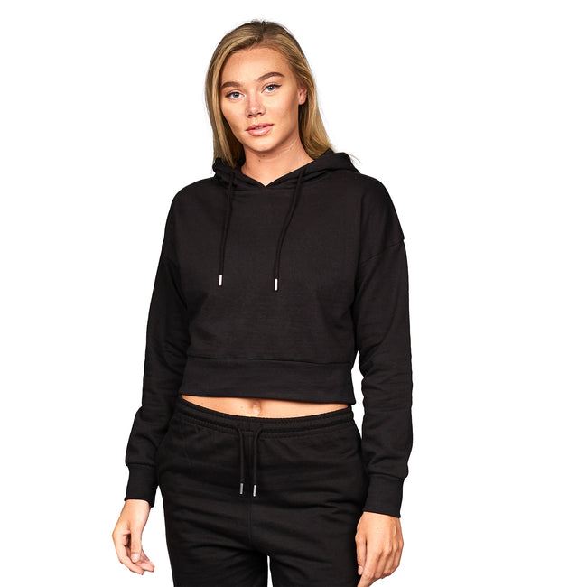 Black - Side - Juice Womens-Ladies Danica Cropped Hoodie