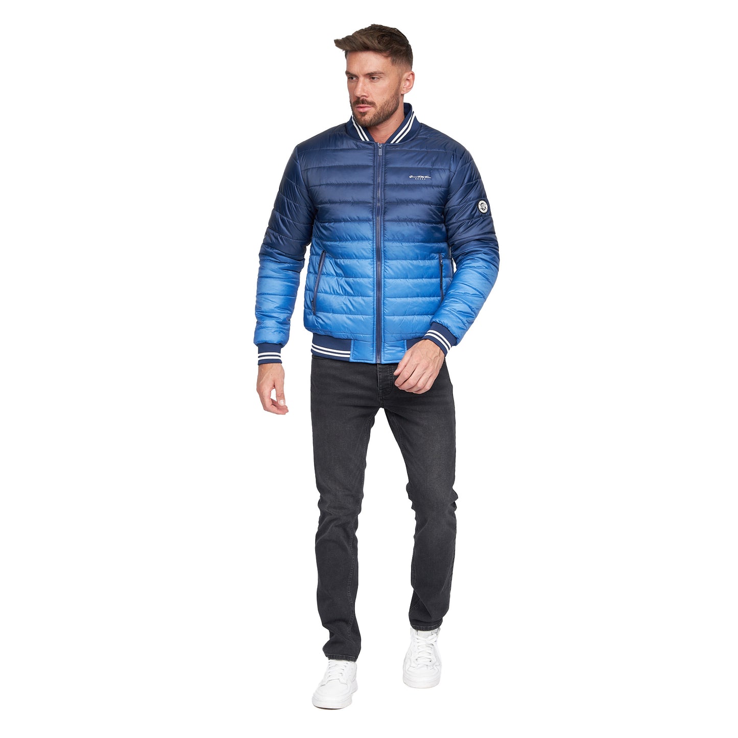 Blue - Close up - Crosshatch Mens Basefade Padded Jacket