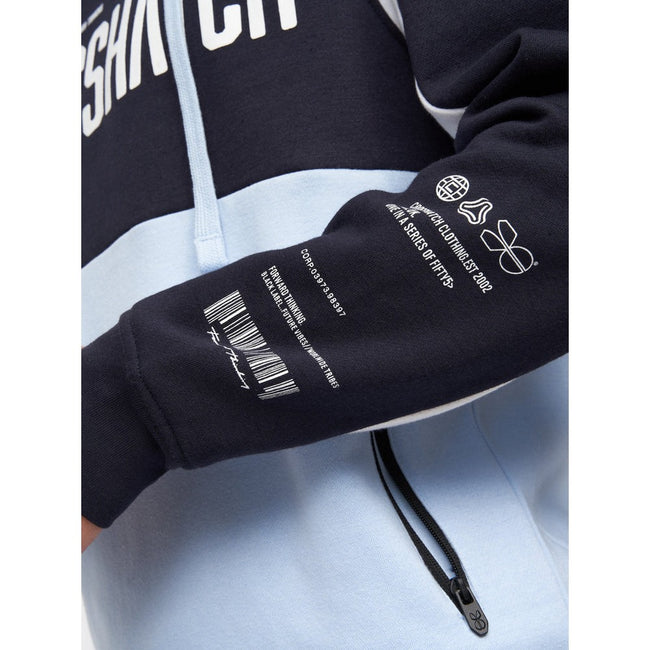 Navy-Light Blue - Pack Shot - Crosshatch Mens Compounds Hoodie