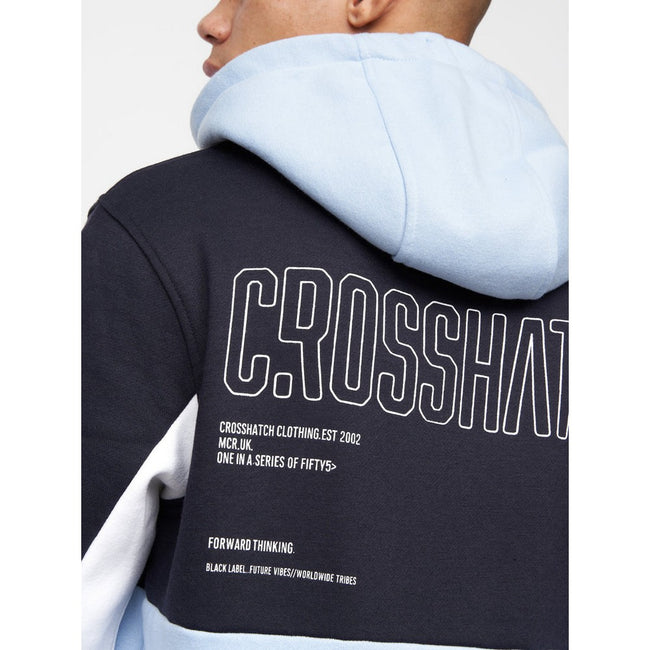 Navy-Light Blue - Close up - Crosshatch Mens Compounds Hoodie
