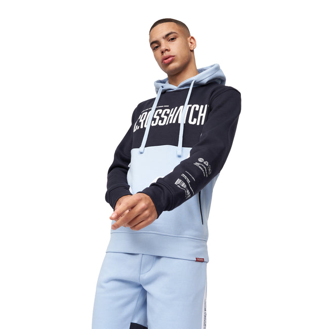 Navy-Light Blue - Side - Crosshatch Mens Compounds Hoodie