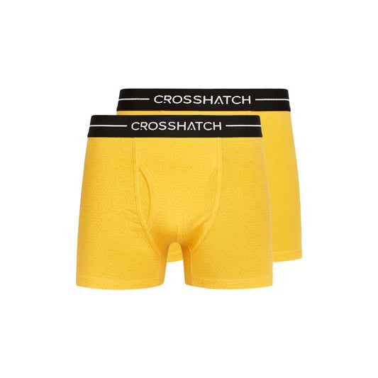 Yellow - Front - Crosshatch Mens Hexter Boxer Shorts (Pack Of 2)