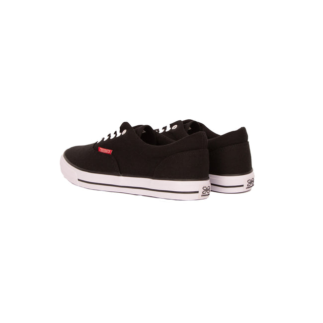 Black - Back - Crosshatch Mens Skywalk Canvas Trainers