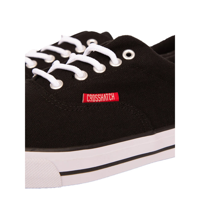 Black - Side - Crosshatch Mens Skywalk Canvas Trainers