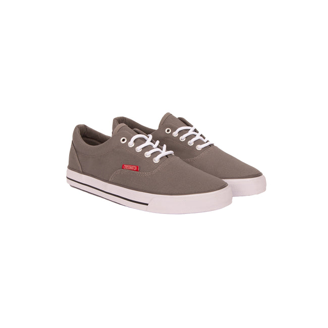 Grey - Front - Crosshatch Mens Skywalk Canvas Trainers