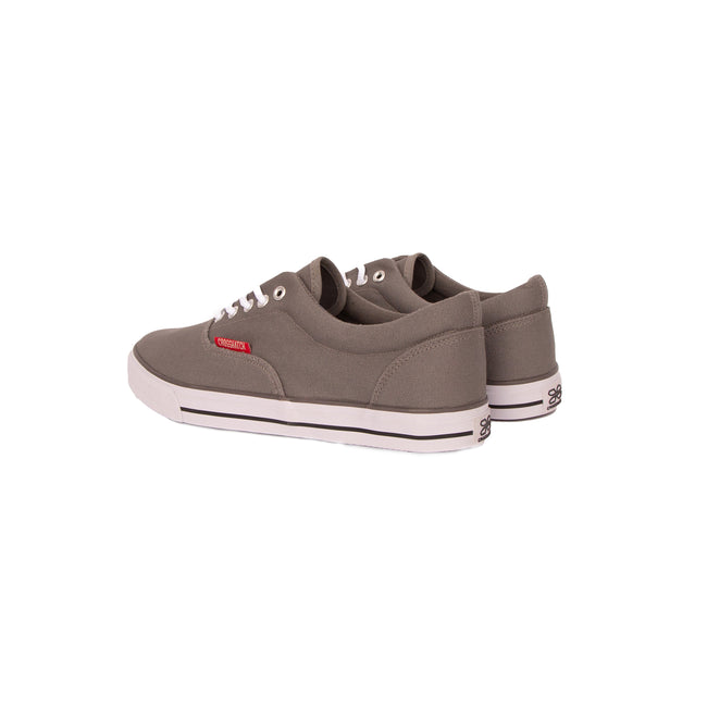 Grey - Back - Crosshatch Mens Skywalk Canvas Trainers