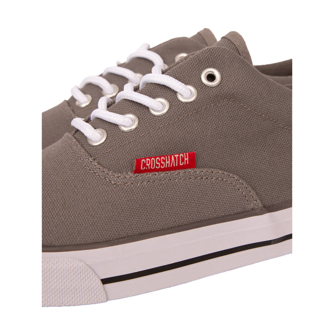 Grey - Side - Crosshatch Mens Skywalk Canvas Trainers