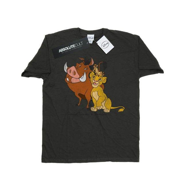 Light Graphite - Front - The Lion King Mens Classic Simba Timon & Pumba Heather T-Shirt