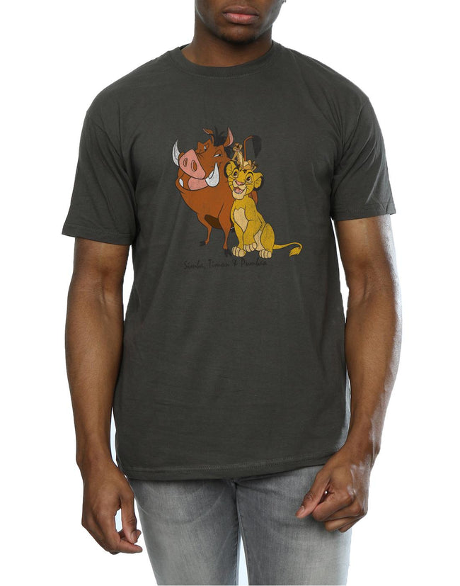 Light Graphite - Side - The Lion King Mens Classic Simba Timon & Pumba Heather T-Shirt
