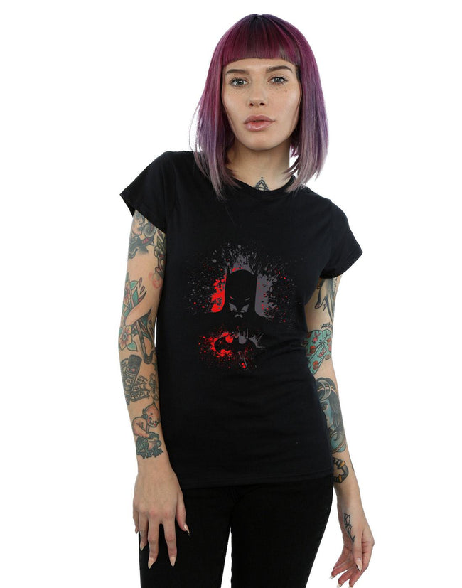 Black - Back - DC Comics Womens-Ladies Batman Splash Cotton T-Shirt