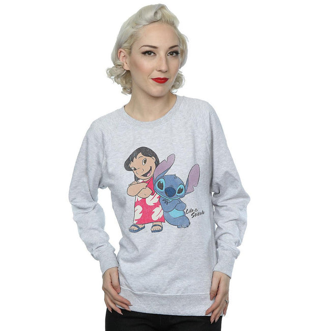 Heather Grey - Back - Lilo & Stitch Womens-Ladies Classic Heather Sweatshirt