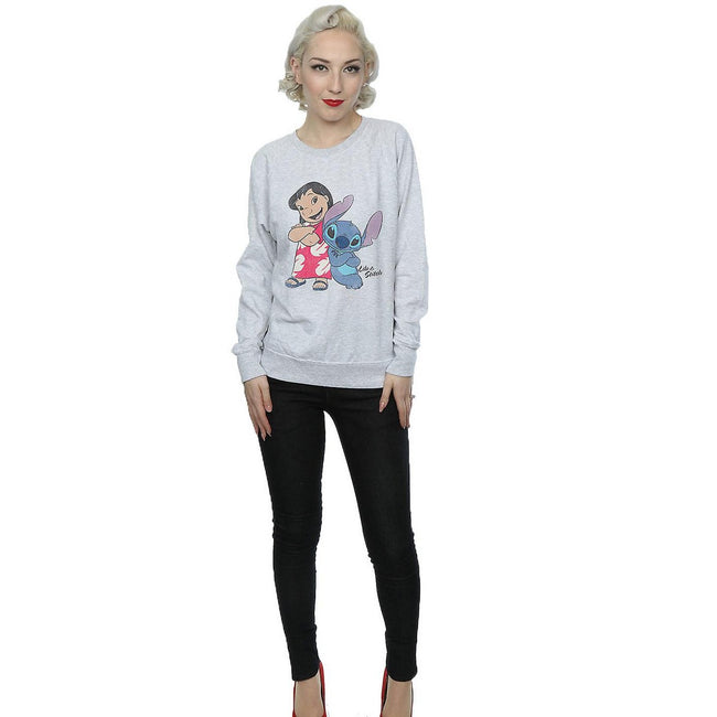 Heather Grey - Side - Lilo & Stitch Womens-Ladies Classic Heather Sweatshirt