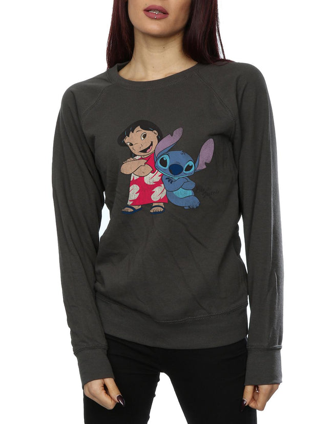Light Graphite - Side - Lilo & Stitch Womens-Ladies Classic Heather Sweatshirt
