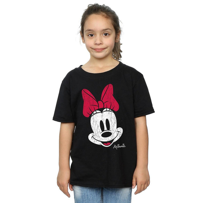 Black - Back - Disney Girls Minnie Mouse Face Cotton T-Shirt