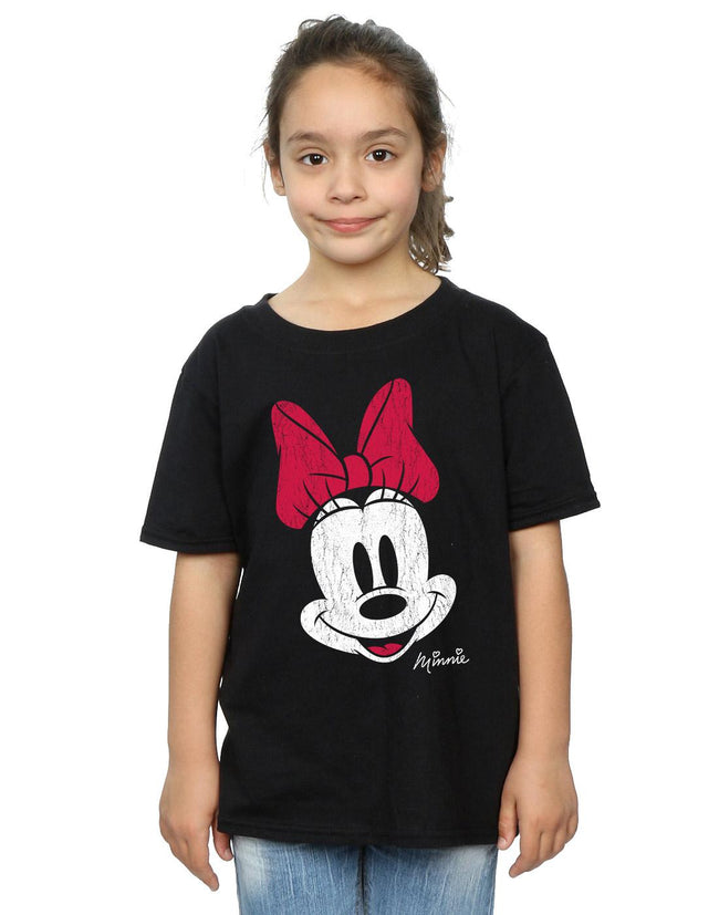 Black - Lifestyle - Disney Girls Minnie Mouse Face Cotton T-Shirt