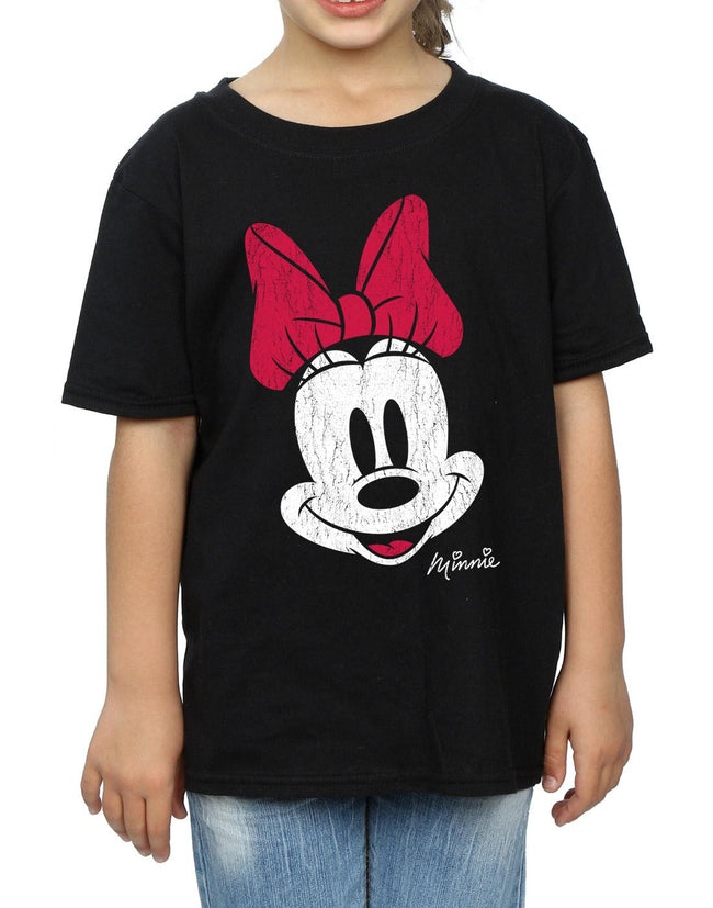 Black - Pack Shot - Disney Girls Minnie Mouse Face Cotton T-Shirt