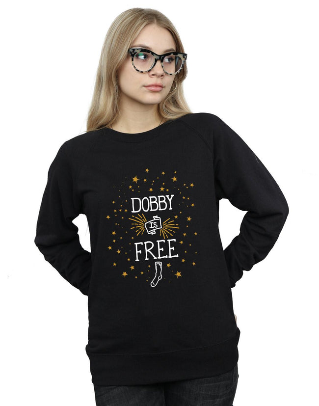 Black - Lifestyle - Harry Potter Womens-Ladies Dobby Is Free Cotton Sweatshirt