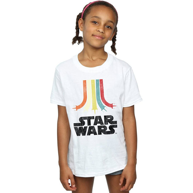 White - Side - Star Wars Girls Rainbow Cotton T-Shirt