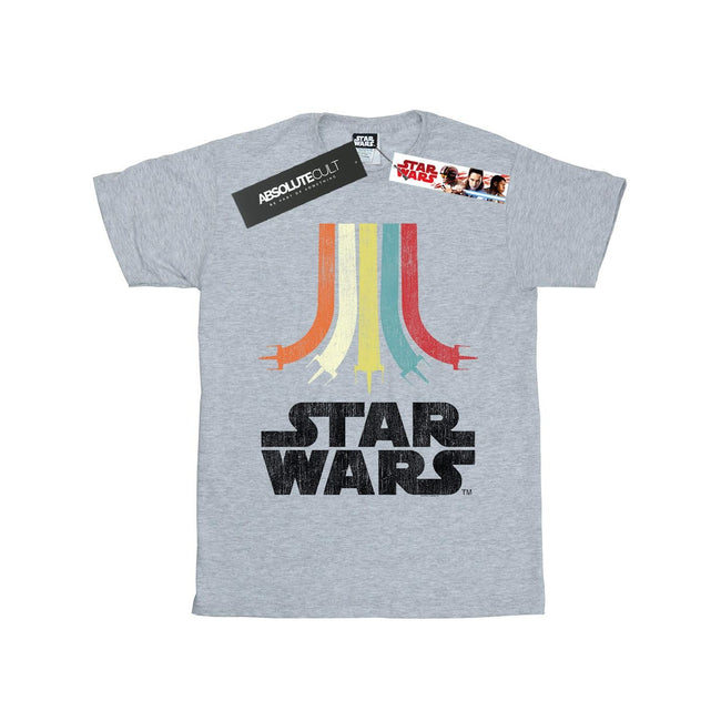 Sports Grey - Front - Star Wars Girls Rainbow Cotton T-Shirt