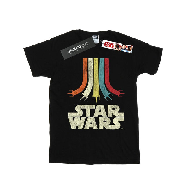 Black - Front - Star Wars Girls Rainbow Cotton T-Shirt