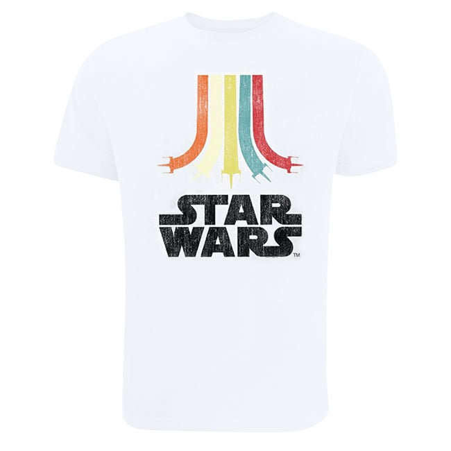 White - Front - Star Wars Girls Rainbow Cotton T-Shirt