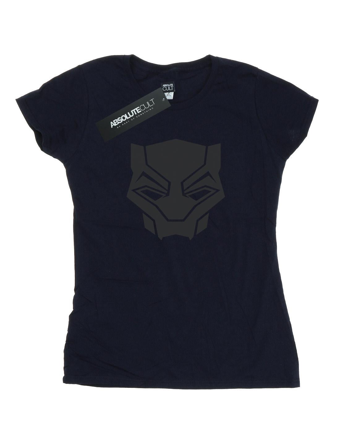 Navy Blue - Pack Shot - Marvel Womens-Ladies Black Panther Black On Black Cotton T-Shirt