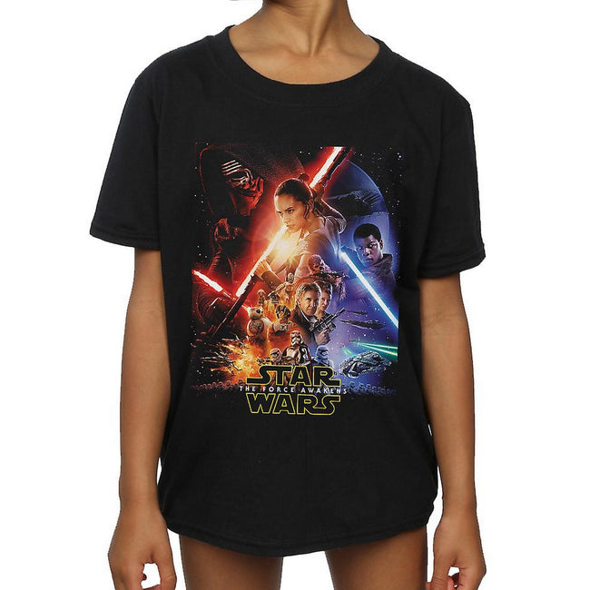 Black - Side - Star Wars: The Force Awakens Girls Poster Cotton T-Shirt