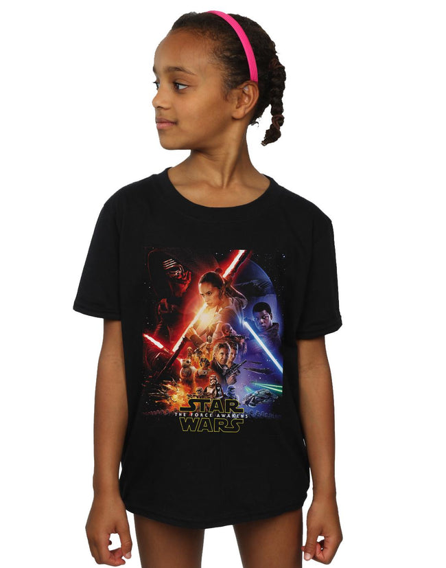 Black - Lifestyle - Star Wars: The Force Awakens Girls Poster Cotton T-Shirt