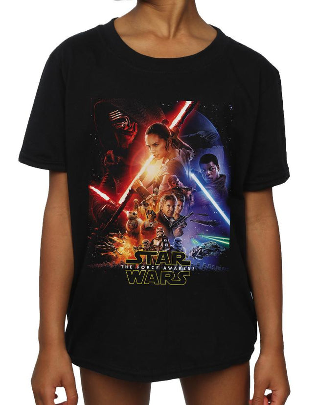 Black - Pack Shot - Star Wars: The Force Awakens Girls Poster Cotton T-Shirt