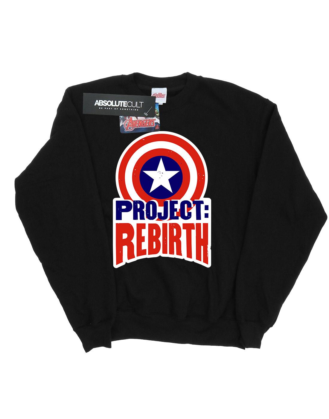 Black - Pack Shot - Marvel Womens-Ladies Captain America Project Rebirth Sweatshirt