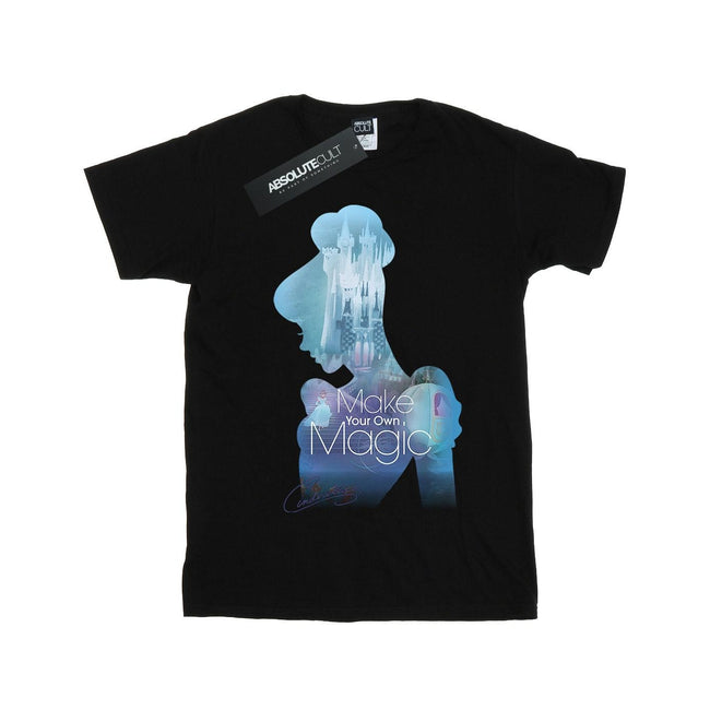 Black - Front - Cinderella Girls Make Your Own Magic Silhouette Cotton T-Shirt