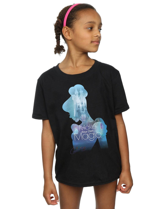 Black - Back - Cinderella Girls Make Your Own Magic Silhouette Cotton T-Shirt