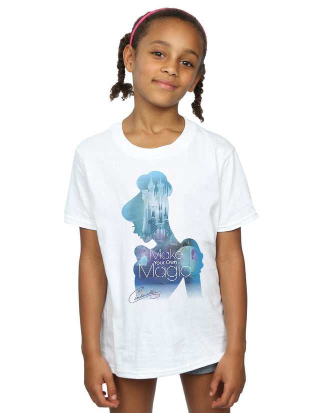 White - Lifestyle - Cinderella Girls Make Your Own Magic Silhouette Cotton T-Shirt