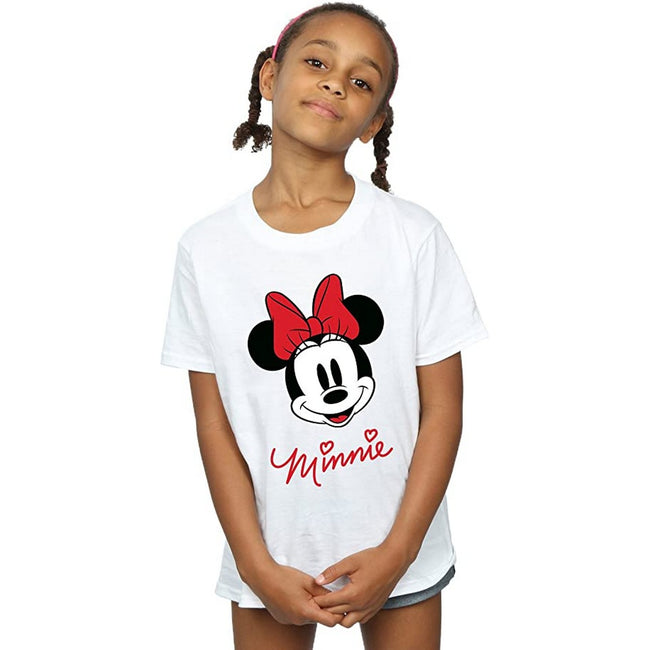 White - Back - Disney Girls Minnie Mouse Face Cotton T-Shirt