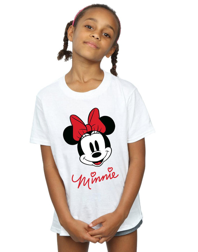 White - Lifestyle - Disney Girls Minnie Mouse Face Cotton T-Shirt