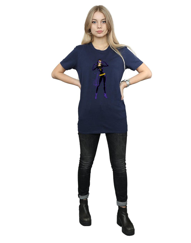 Navy Blue - Lifestyle - DC Comics Womens-Ladies Catwoman Happy Pose Cotton Boyfriend T-Shirt