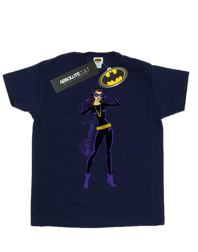 Navy Blue - Front - DC Comics Womens-Ladies Catwoman Happy Pose Cotton Boyfriend T-Shirt