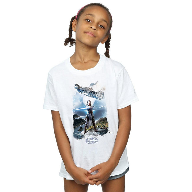 White - Back - Star Wars: The Last Jedi Girls Rey Millennium Falcon Cotton T-Shirt