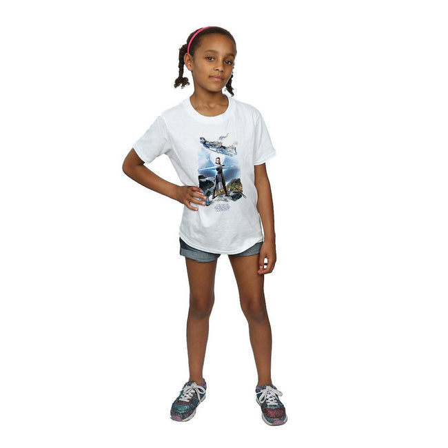 White - Side - Star Wars: The Last Jedi Girls Rey Millennium Falcon Cotton T-Shirt