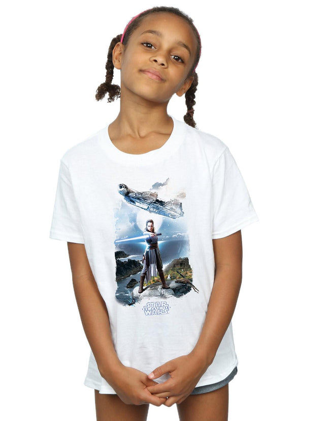 White - Lifestyle - Star Wars: The Last Jedi Girls Rey Millennium Falcon Cotton T-Shirt