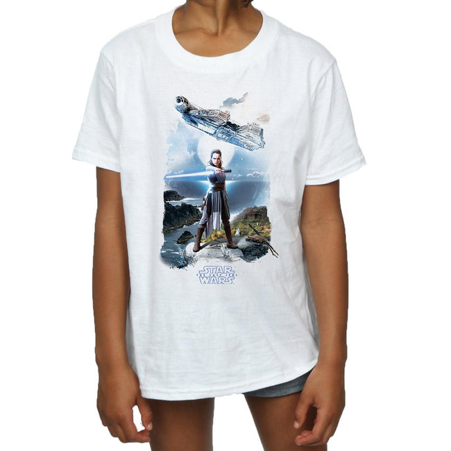 White - Pack Shot - Star Wars: The Last Jedi Girls Rey Millennium Falcon Cotton T-Shirt