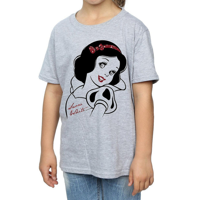Sports Grey - Side - Snow White And The Seven Dwarfs Girls Glitter T-Shirt