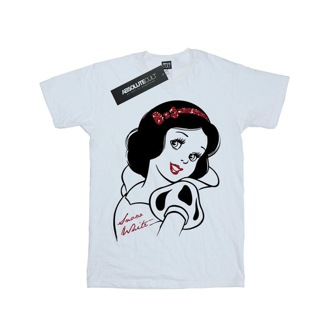 White - Front - Snow White And The Seven Dwarfs Girls Glitter T-Shirt