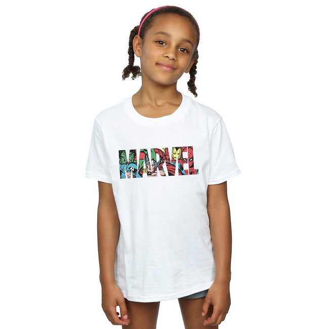 White - Back - Marvel Comics Girls Infill Character Cotton Logo T-Shirt
