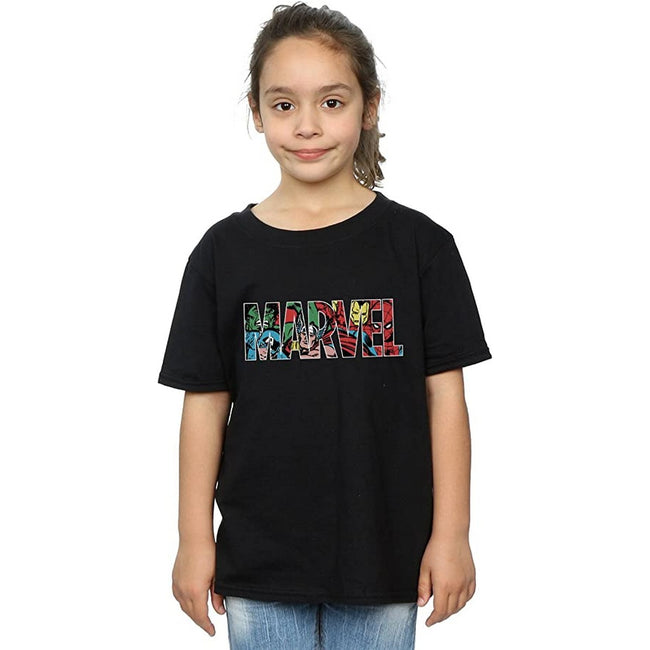 Black - Back - Marvel Comics Girls Infill Character Cotton Logo T-Shirt