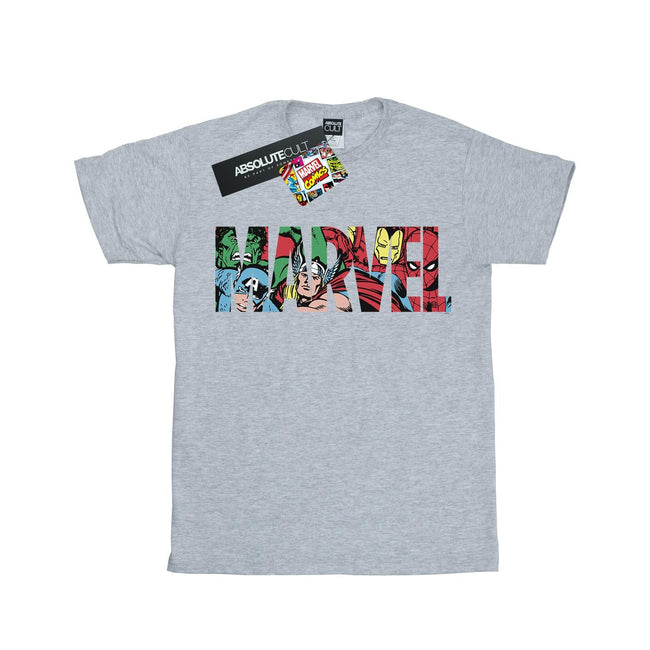 Sports Grey - Front - Marvel Comics Girls Infill Character Cotton Logo T-Shirt