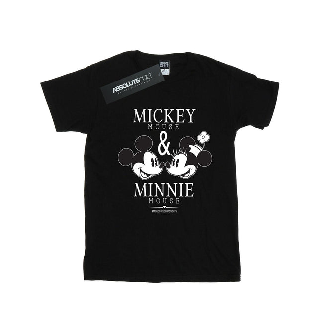 Black - Front - Disney Girls Crush Mondays Mickey & Minnie Mouse Cotton T-Shirt